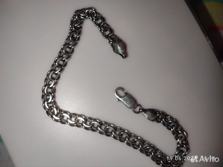 Серебряный браслет мужской 925 бисмарк