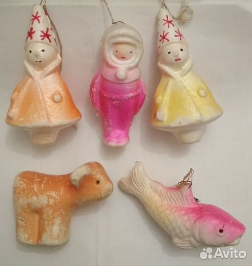 Советские елочные игрушки СССР пенопласт картонаж