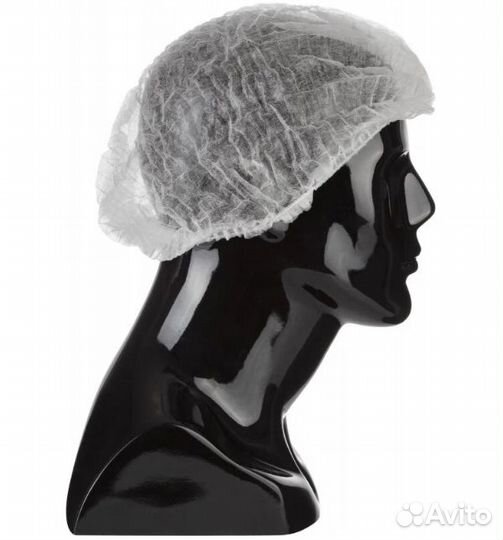 Шапочка одноразовая шарлотта (белый, голубой)