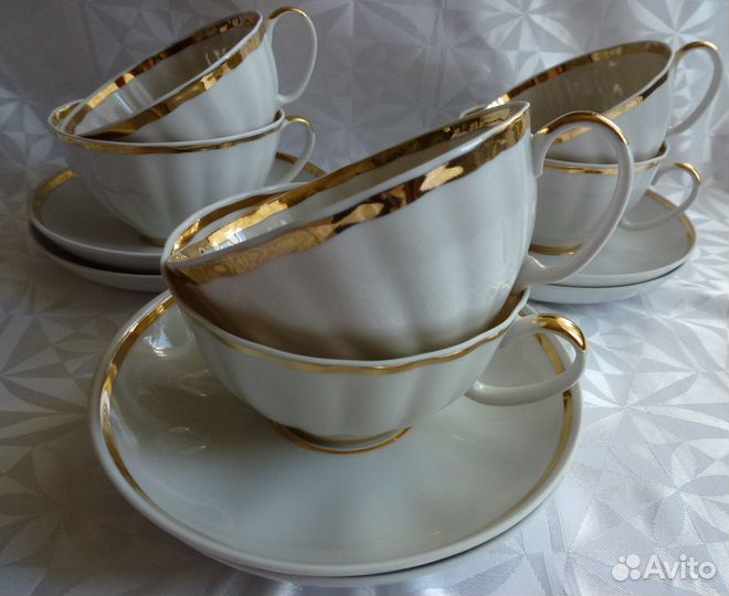 Чайные пары из фарфора Дулёво