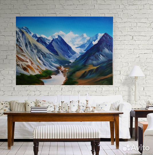 Картина маслом горный пейзаж Алтай Россия горы