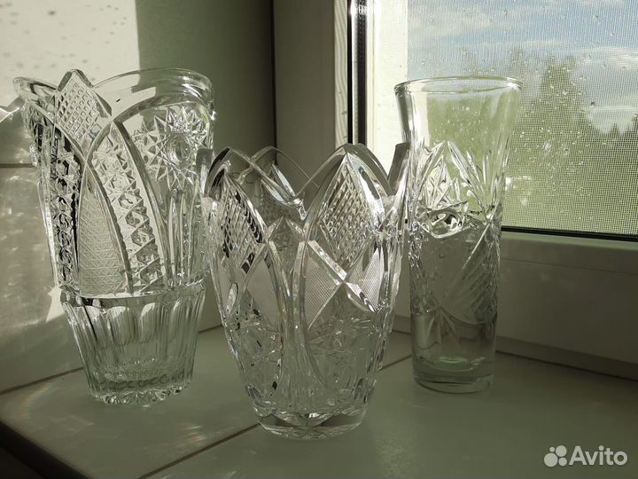 Хрустальная ваза для цветов советская СССР