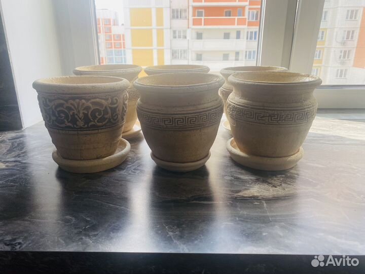 Цветочные горшки из шамотной глины