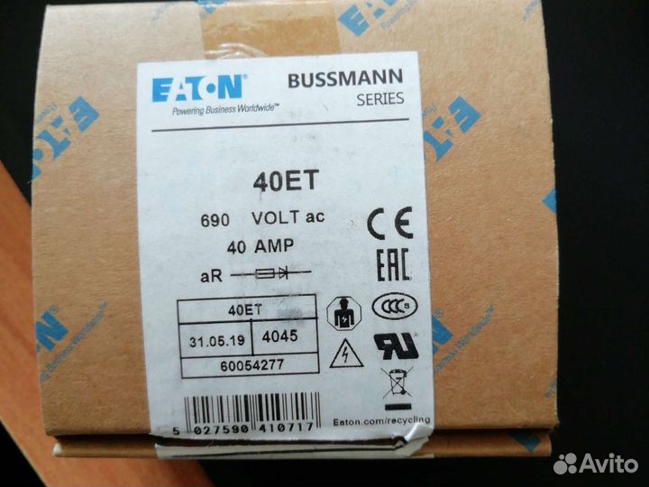 Быстрый предохранитель eaton bussmann 170M3808D, 6