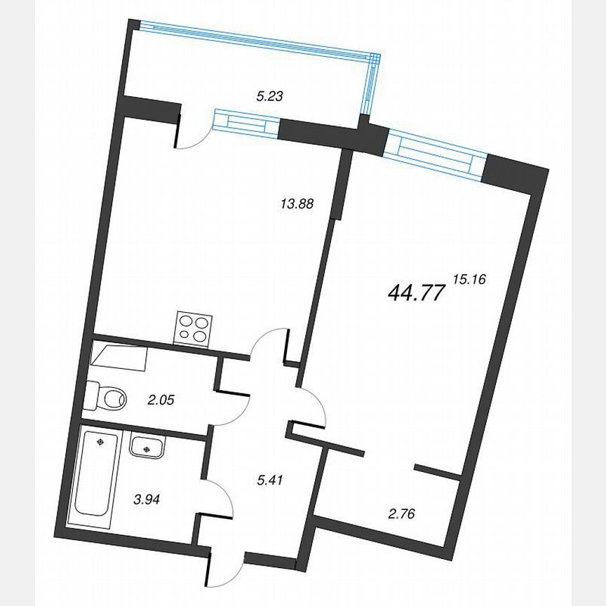 1-к. квартира, 48,4 м², 5/22 эт.