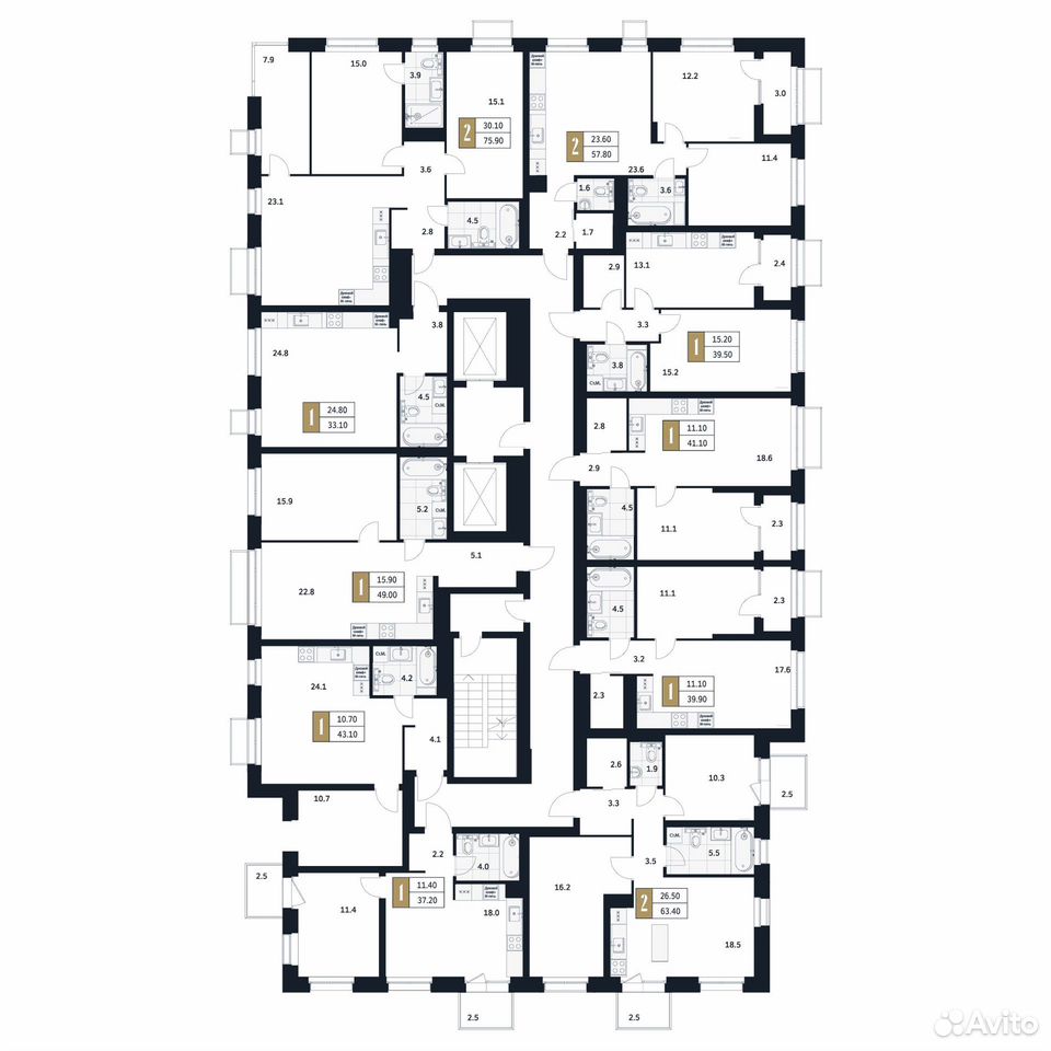 2-к. квартира, 63,4 м², 4/17 эт., Стерлитамак