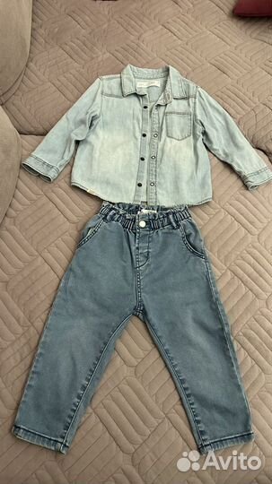 Джинсовая рубашка и джинсы zara