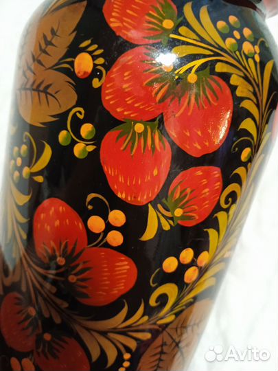 Бутылка стеклянная под хохлому