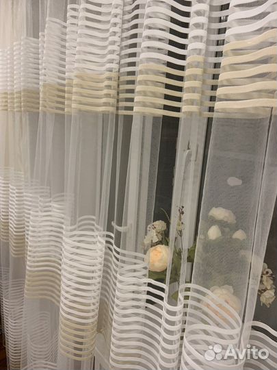 Шторы, готовая тюль полоска