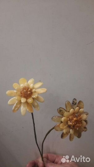 Янтарные цветы, ваза янтарь