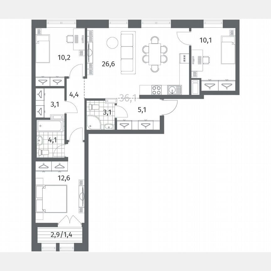 3-к. квартира, 80,7 м², 7/12 эт.