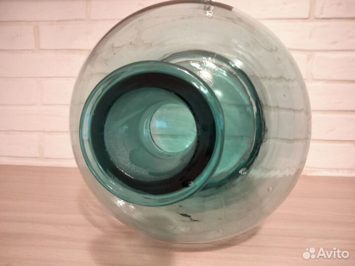 Бутыль старинная стеклянная бирюзовое стекло 20л