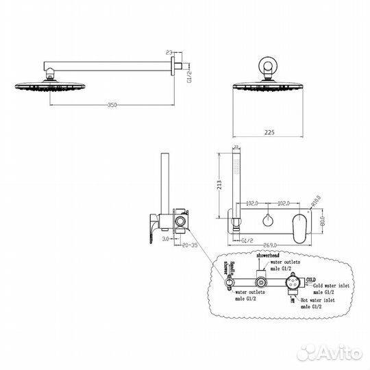 Душевой комплект с внутр. частью, Boheme, Spectre