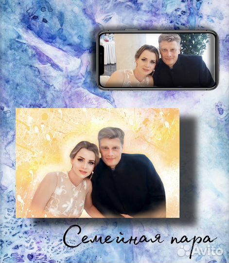 Портрет по фото на холсте