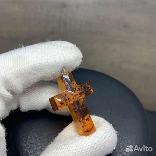 Подвеска Янтарная Крест Янтарь Кулон Ретро
