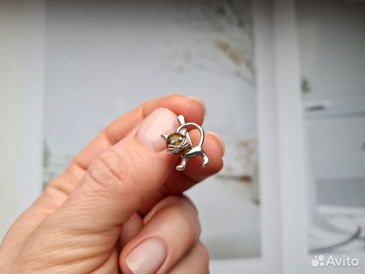 Новые сережки с котиками серебряные