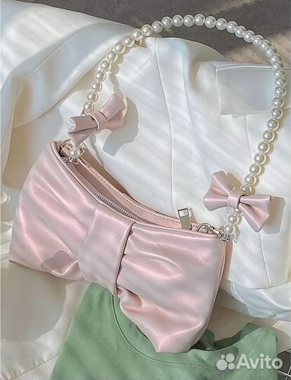 Сумочка женская розовая жемчужная перламутр