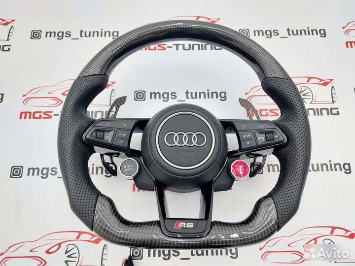Руль Audi RS карбон с подушкой Ауди A4 B9 RS4 А4