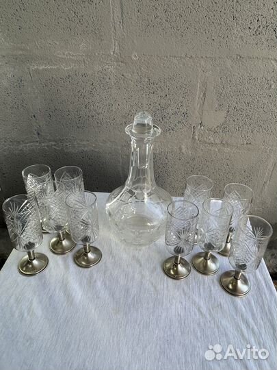 Графин хрустальный с рюмками 10шт