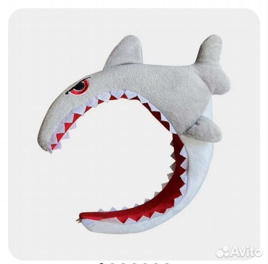 Ободок для волос Акула плюшевый, бу