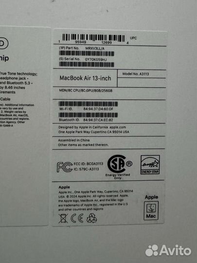 Macbook Air 13 2024 m3 8 256 midnight