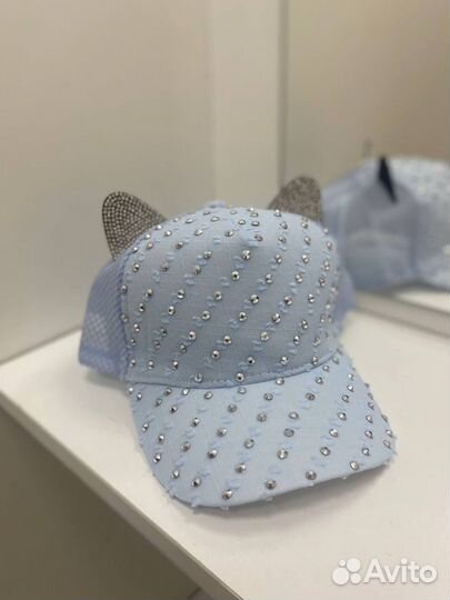 Детская кепка со стразами и ушками