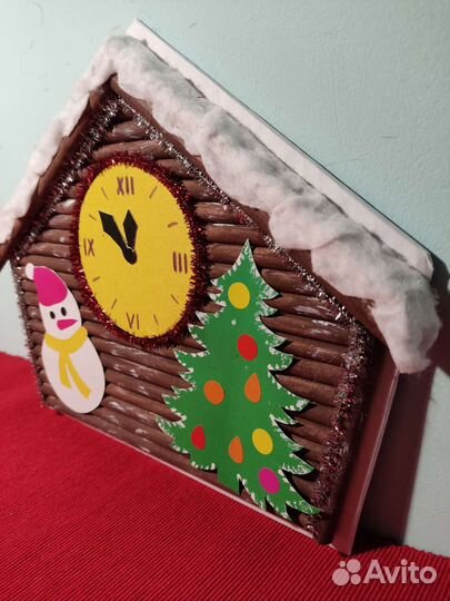 Новогодняя поделка в садик. домик часы