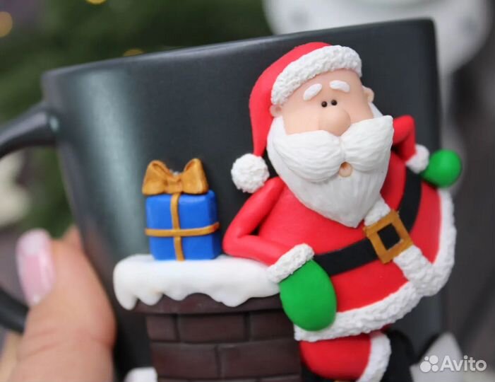 Дед мороз, кружка с декором, подарок на новый год