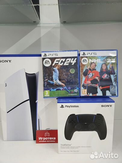 PS5 Slim 1Tb+DualSense черный+FC24+NHL23