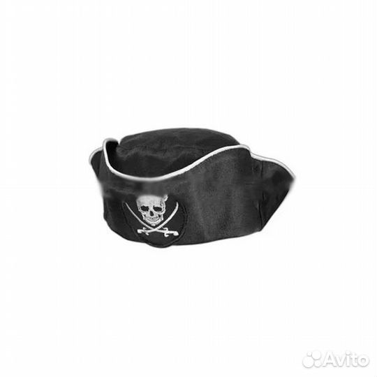 Треуголка пиратская сувенирная (черная) (56)