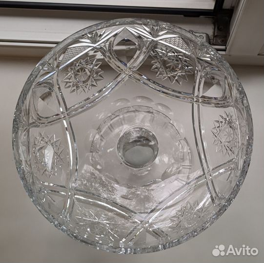 Хрустальная ваза для фруктов на ножке времён СССР