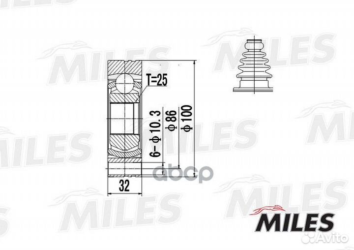 ШРУС BMW E30/34 внутр. GA10011 Miles