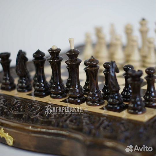 Шахматы нарды шашки 3в1 ручной работы