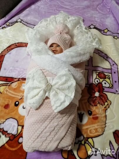 Конверт на выписку зимний вязаный для девочки