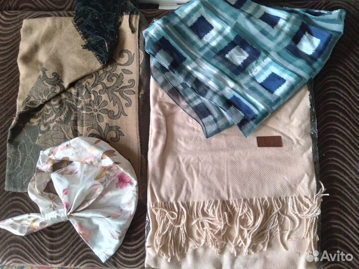 Платки шарфики легкие, палантин 100кашемир, 8штук