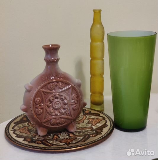 Глиняный кувшин или ваза СССР + блюдо