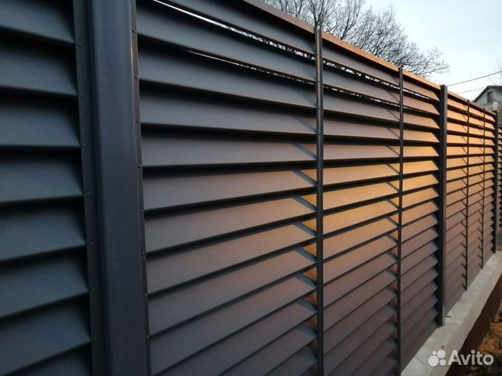 Заборы жалюзи, профнастил