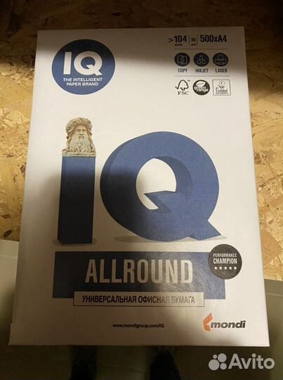 Бумага А4, 80 г/м2, 500 л., В, IQ allround