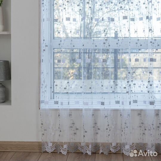 Тюль мона серебро готовый на окна пошив