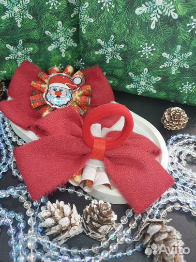 Новогодние резинки для волос ручной работы