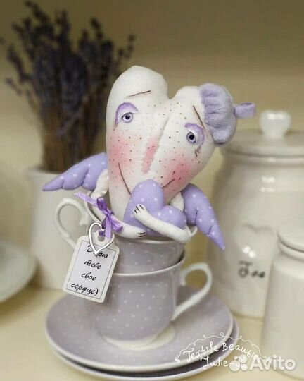 Интерьерная игрушка Сердечный ангел (ручная работа
