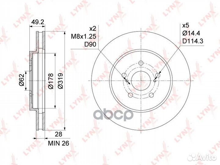Диск тормозной перед Lexus RX300-400h 03-08