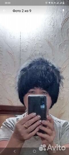 Шапка норковая вязаная женская