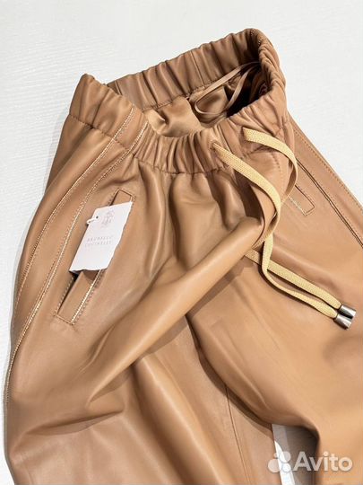 Брюки кожаные Brunello Cucinelli