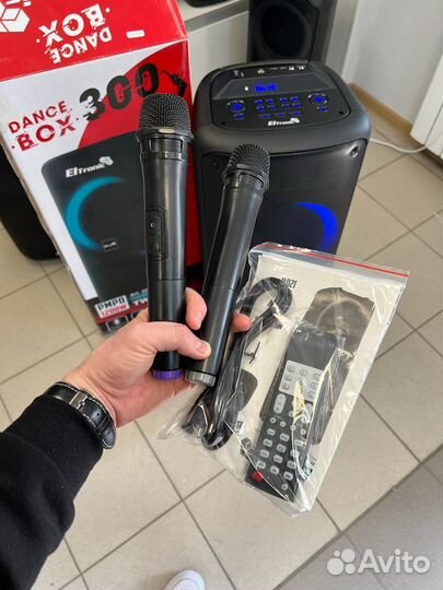 Колонка etronic 20-16 1200w 2 микрофона