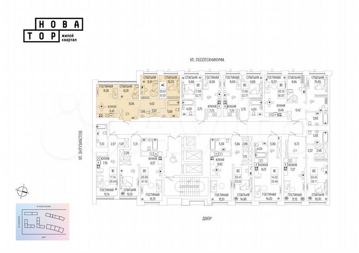 4-к. квартира, 61,7 м², 17/22 эт.