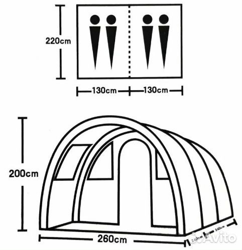 Палатка ангар 4-х местная с тамбуром lanyu LU-1801