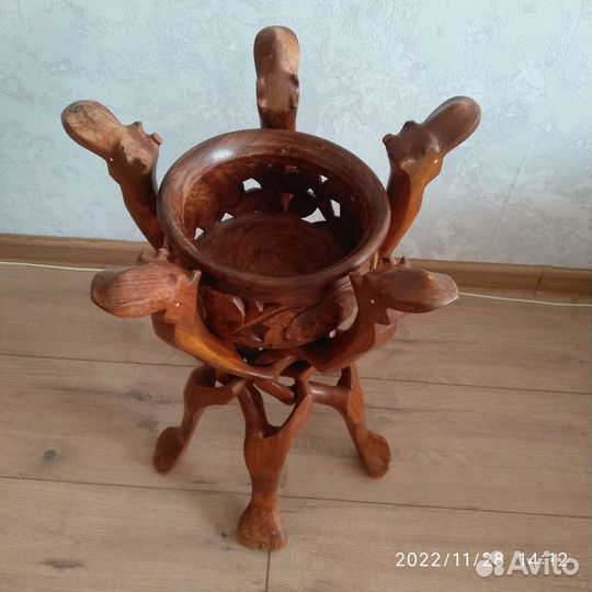 Восточная ваза (кашпо) из дерева ручной работы