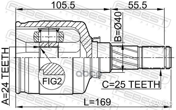 ШРУС внутренний левый 24x40x25 (nissan primera P12