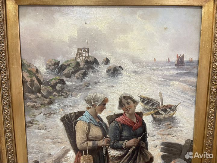 Антикварная картина маслом на холсте 